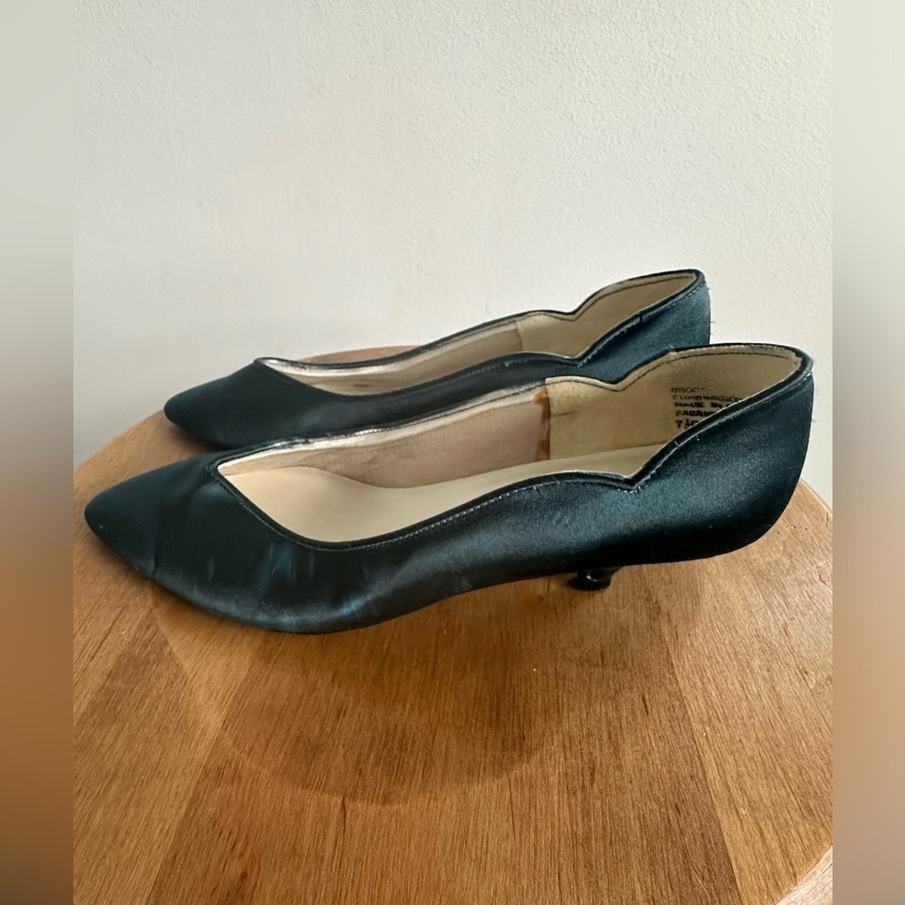 Vintage Satin Party Blue Kitten Heels - Picture 3 of 12